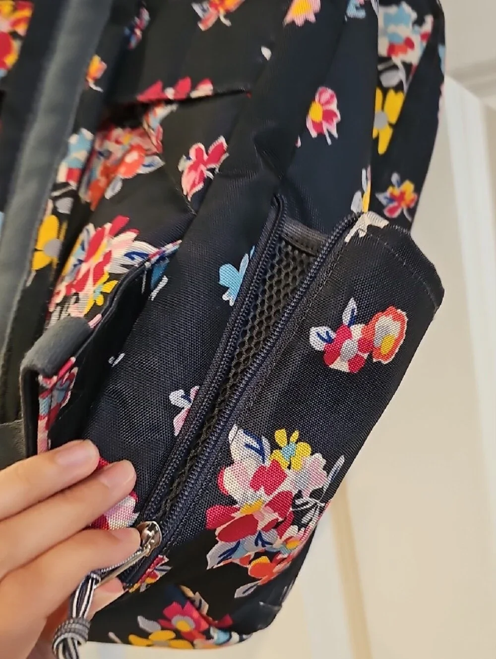 Vera Bradley Charcoal Gray Floral Backpack with Pink, Yellow and Blue Blooms
